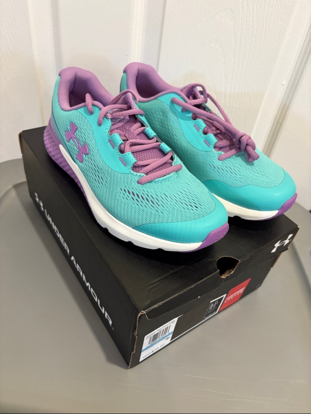 Under Armour Kids Turquoise and Purple Sneakers